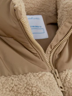 Jacken Und Mäntel|Primark Borg-Pufferjacke Mit Einsätzen Beige