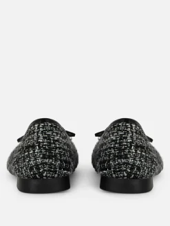 Flache Schuhe|Primark Bouclé-Ballerinas Mit Kontrastierender Zehenkappe Schwarz