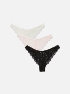 Slips|Primark Brazil-Slips Mit Spitze, 3er-Pack Schwarz