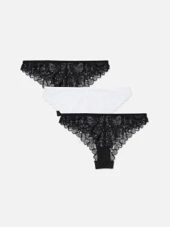 Slips|Primark Brazil-Slips Mit Spitze, 3er-Pack Schwarz/Weiß