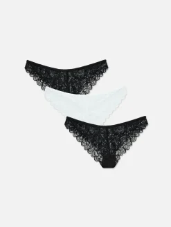 Slips|Primark Brazil-Slips Mit Spitze, 3er-Pack Schwarz/Weiß