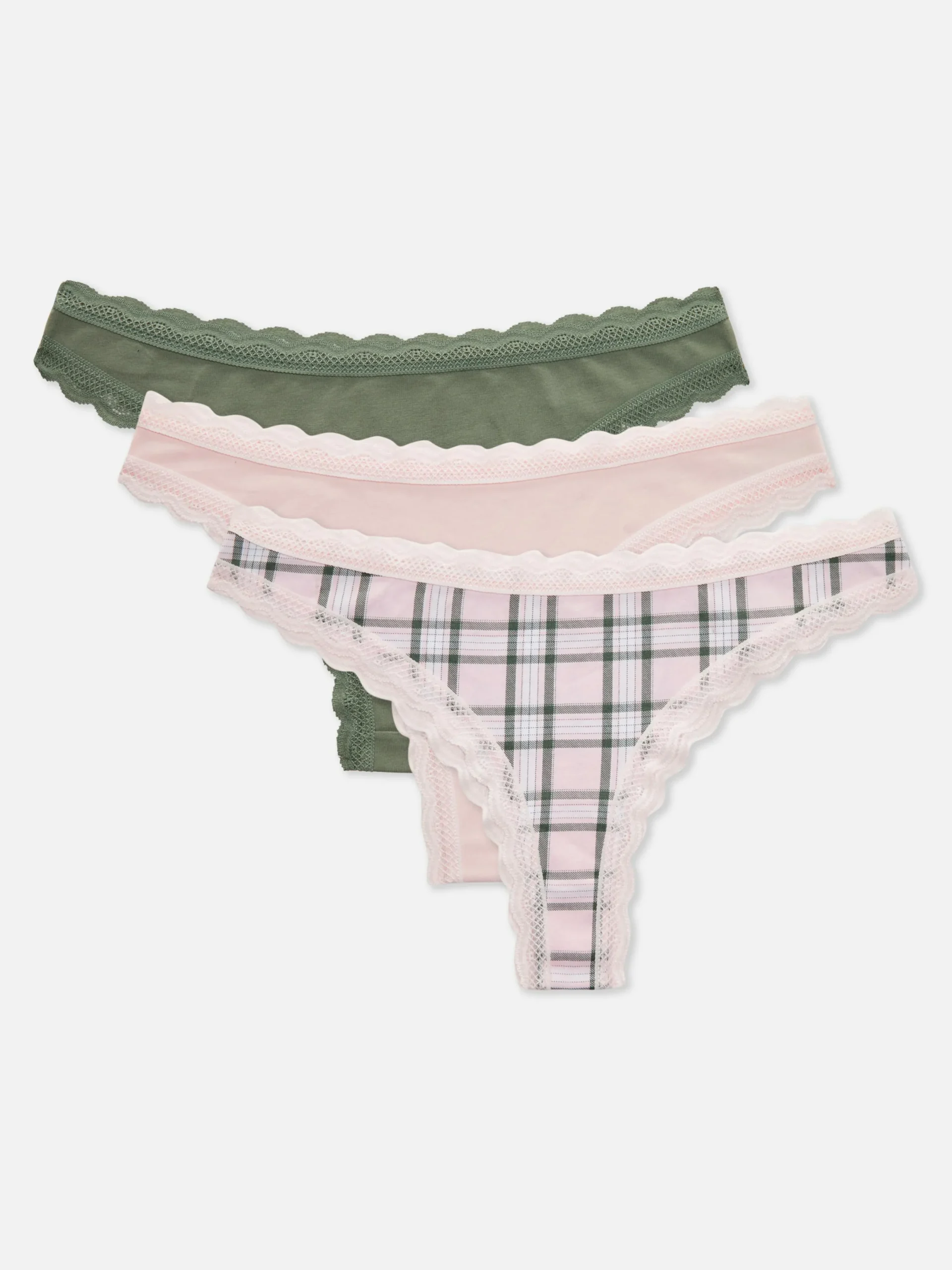 Slips|Primark Brazil-Taillenslips Mit Spitzenbesatz, 3er-Pack Naturfarben