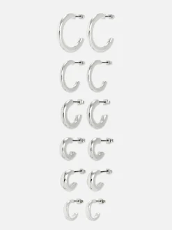 Schmuck|Primark Breite Creolen, 6er-Pack Weiß