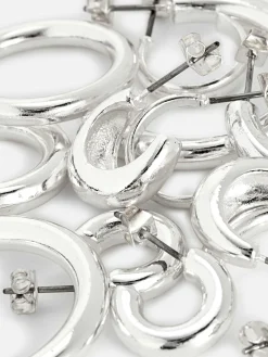 Schmuck|Primark Breite Creolen, 6er-Pack Weiß