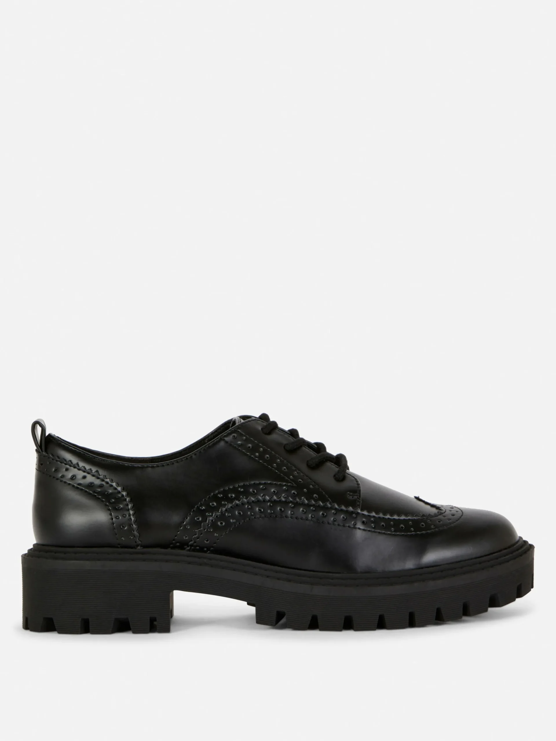 Flache Schuhe|Primark Brogues Mit Dicker Sohle Zum Schnüren Schwarz