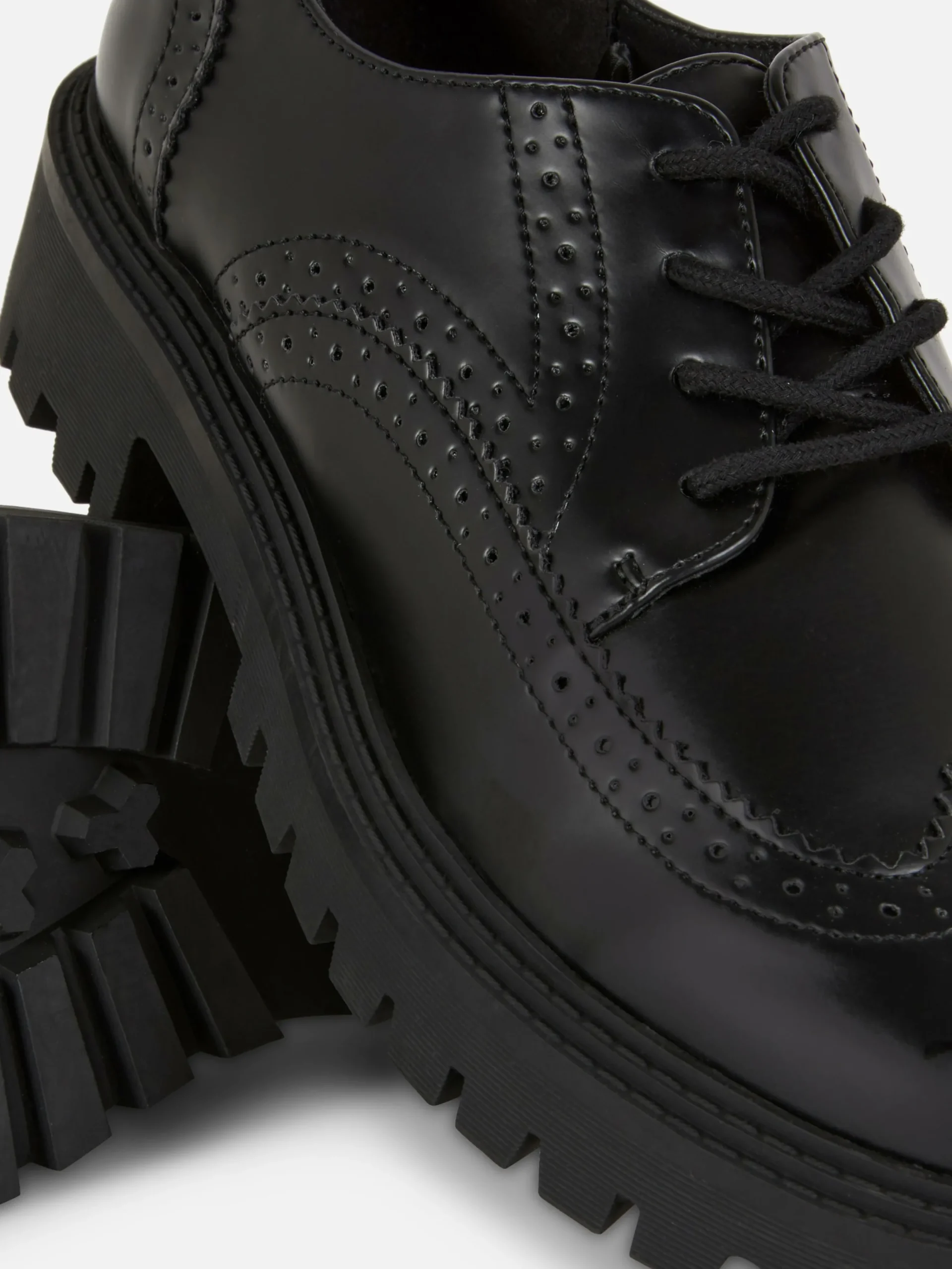 Flache Schuhe|Primark Brogues Mit Dicker Sohle Zum Schnüren Schwarz