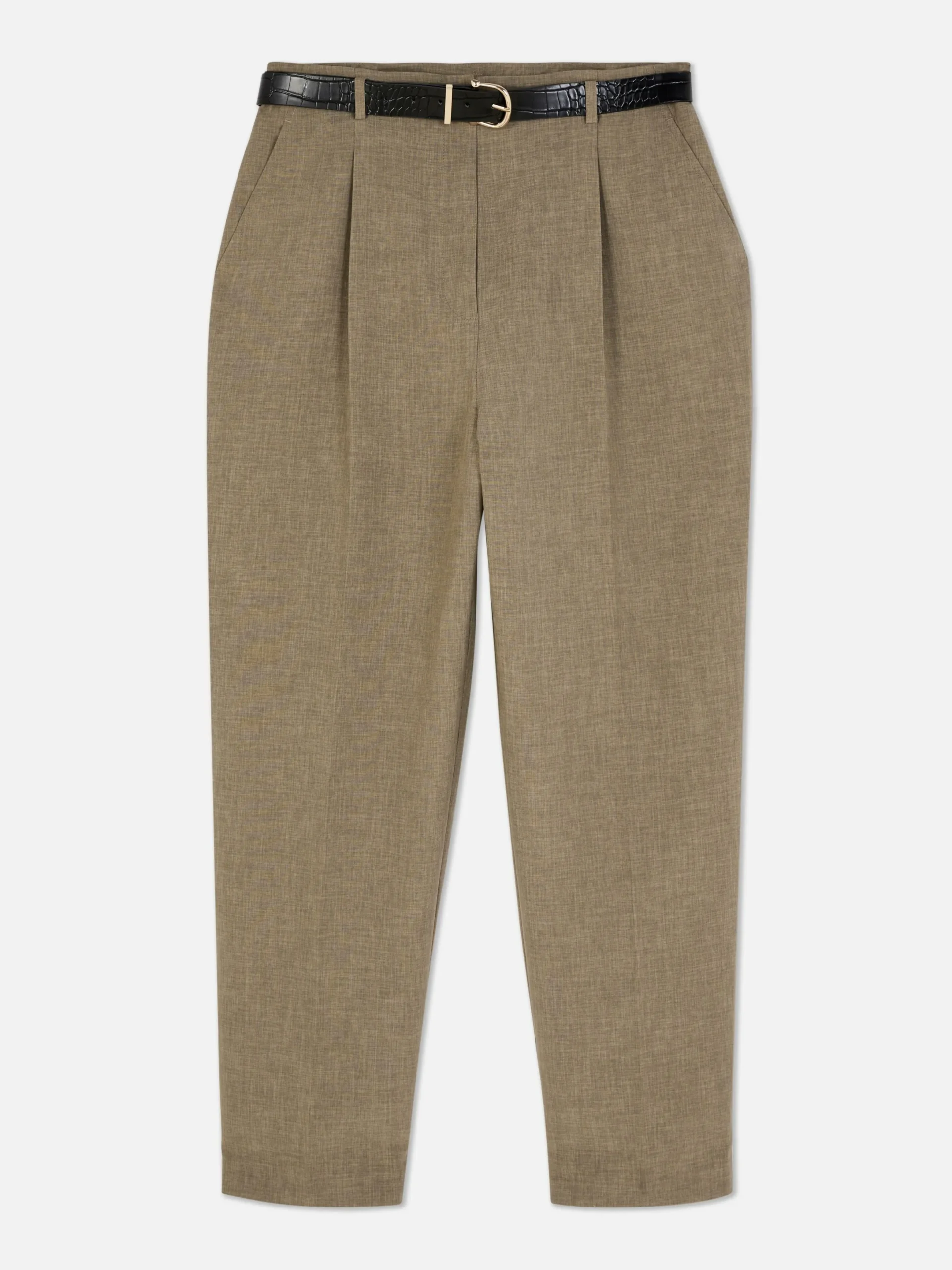 Hosen Und Leggings|Primark Bundfaltenhose Mit Gürtel Khakifarben
