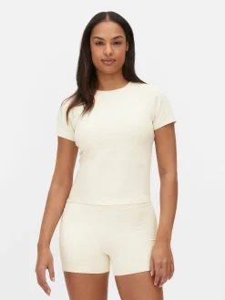 Fitnesskleidung Und Activewear|Primark Butterweiches Gym-T-Shirt Ecrufarben
