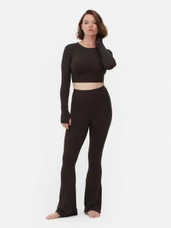 Fitnesskleidung Und Activewear|Primark Butterweiches, Langärmeliges „Rita Ora“ Sport-Top Schokoladenbraun