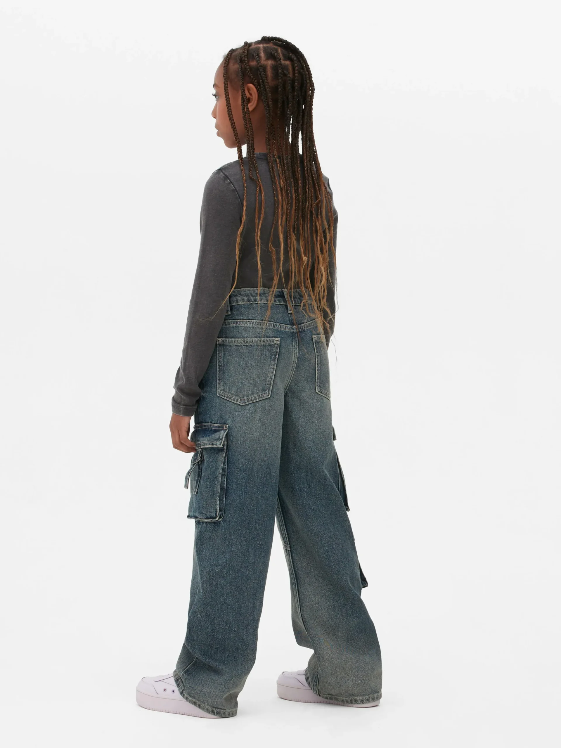 Jeans|Primark Cargo-Denim-Jeans Im Used-Look Blau