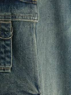 Jeans|Primark Cargo-Denim-Jeans Im Used-Look Blau