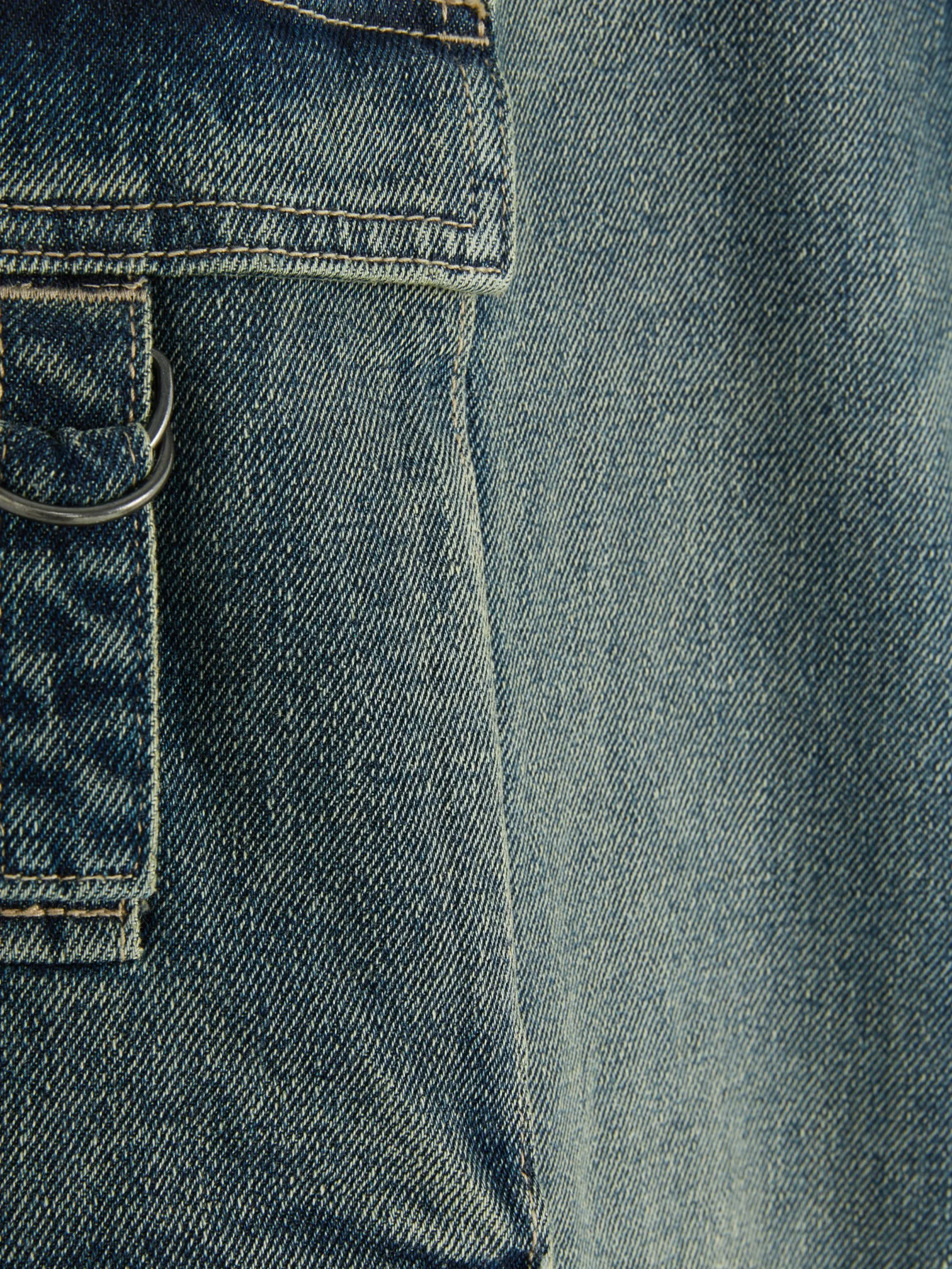 Jeans|Primark Cargo-Denim-Jeans Im Used-Look Blau