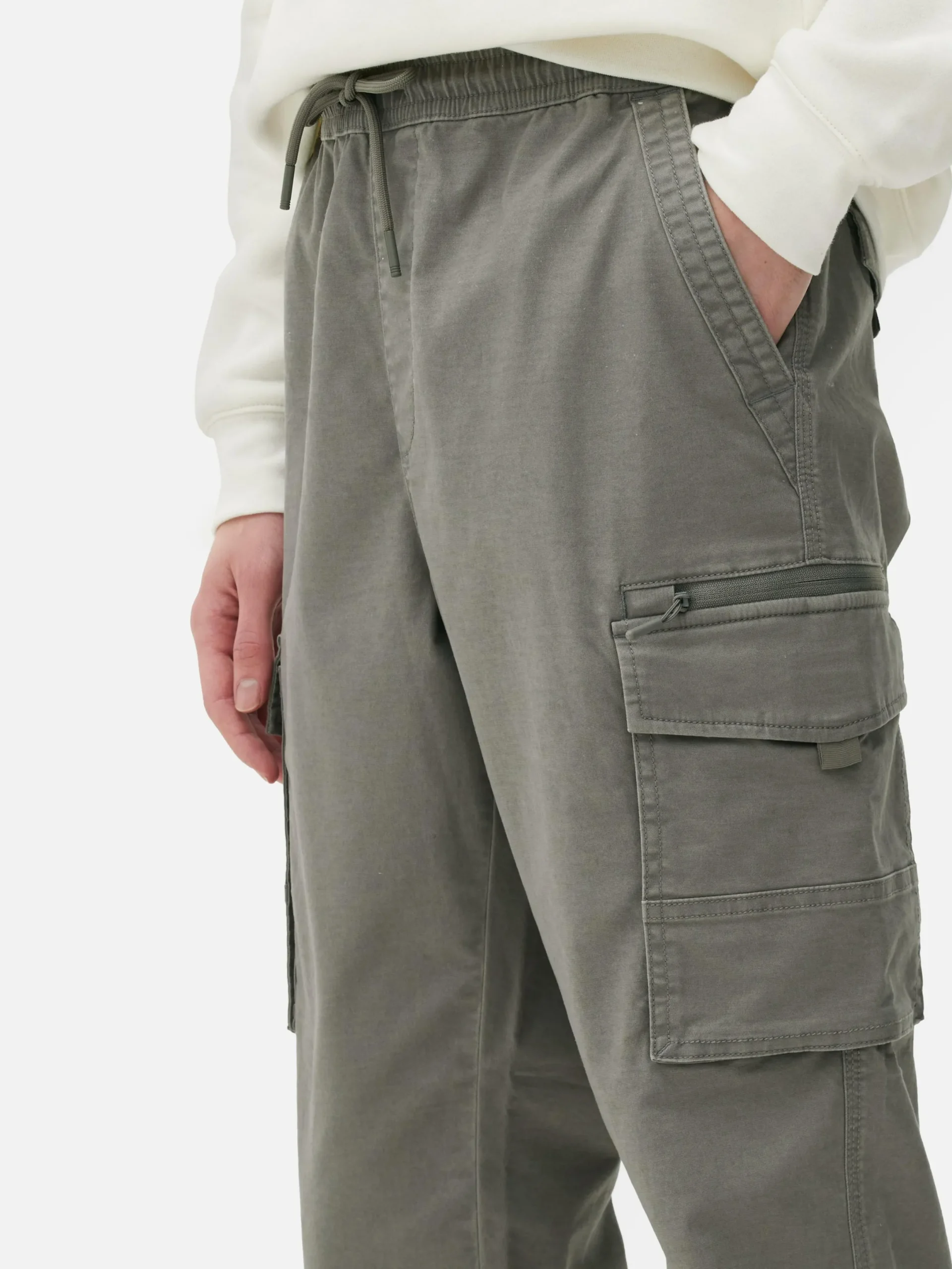 Hosen|Primark Cargohose Mit Weiten Bündchen Hellgrau