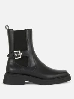 Stiefel|Primark Chelseaboots Aus Kunstleder Mit Eckigem Zehenbereich Schwarz