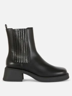 Stiefel|Primark Chelsea-Stiefeletten Mit Blockabsatz Schwarz