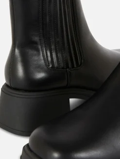 Stiefel|Primark Chelsea-Stiefeletten Mit Blockabsatz Schwarz