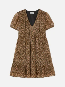 Kleider|Primark Chiffon-Minikleid Mit Puffärmeln Schwarz