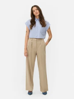 Hosen Und Leggings|Primark Chinohose Mit Weitem Bein Steinfarben