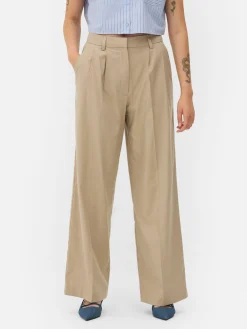 Hosen Und Leggings|Primark Chinohose Mit Weitem Bein Steinfarben