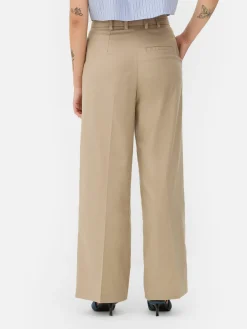 Hosen Und Leggings|Primark Chinohose Mit Weitem Bein Steinfarben