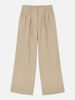 Hosen Und Leggings|Primark Chinohose Mit Weitem Bein Steinfarben