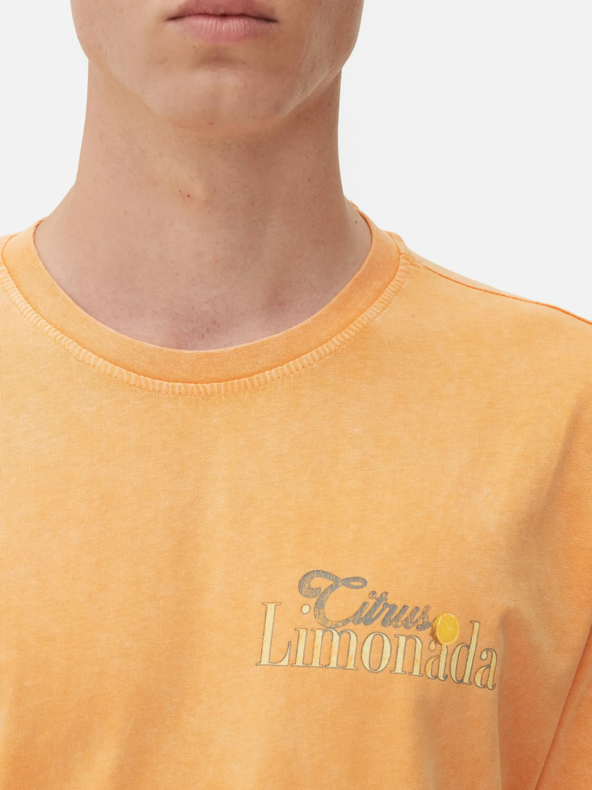 Tops Und T-Shirts|Primark „Citrus Limonada“ T-Shirt In Washed-Optik Orange
