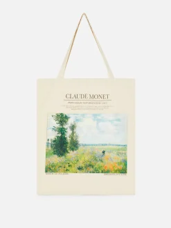 Reiseaccessoires|Primark „Claude Monet“ Canvas-Tasche Naturfarben