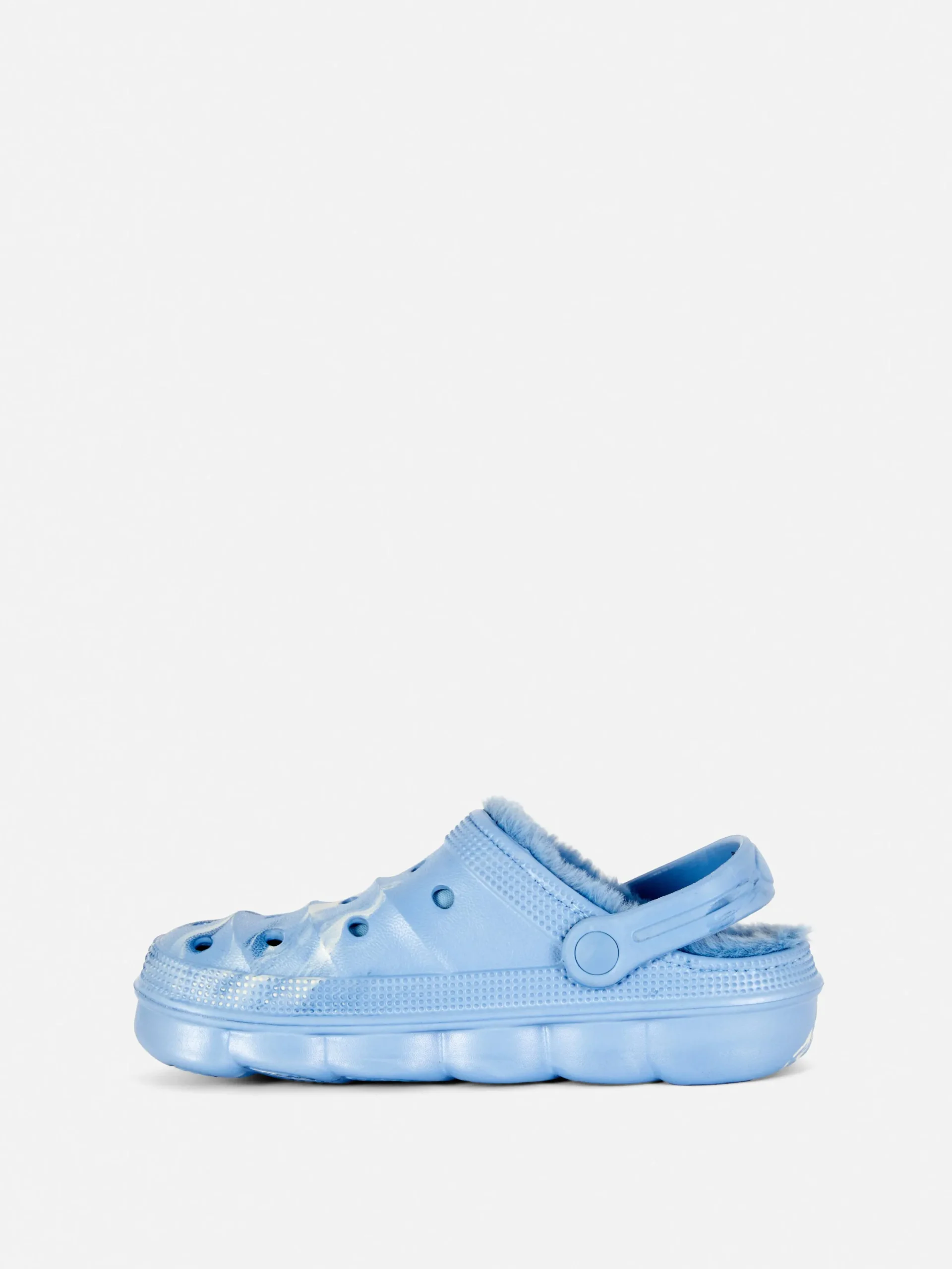 Hausschuhe|Primark Clogs In Marmoroptik Mit Kunstfellfutter Blau