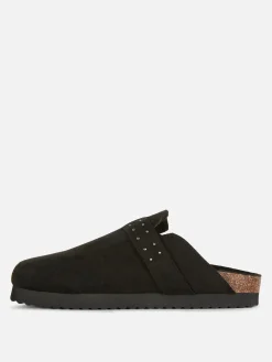 Hausschuhe|Hausschuhe|Primark Clogs Mit Nietenschnalle Schwarz