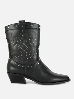 Stiefel|Primark Cowboy-Stiefeletten Mit Nieten Schwarz