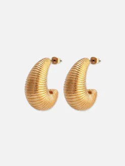 Schmuck|Primark Creolen Mit Rippstruktur Gelb