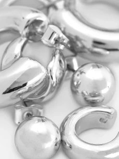 Schmuck|Primark Creolen Und Ohrklemmen Im Set Weiß