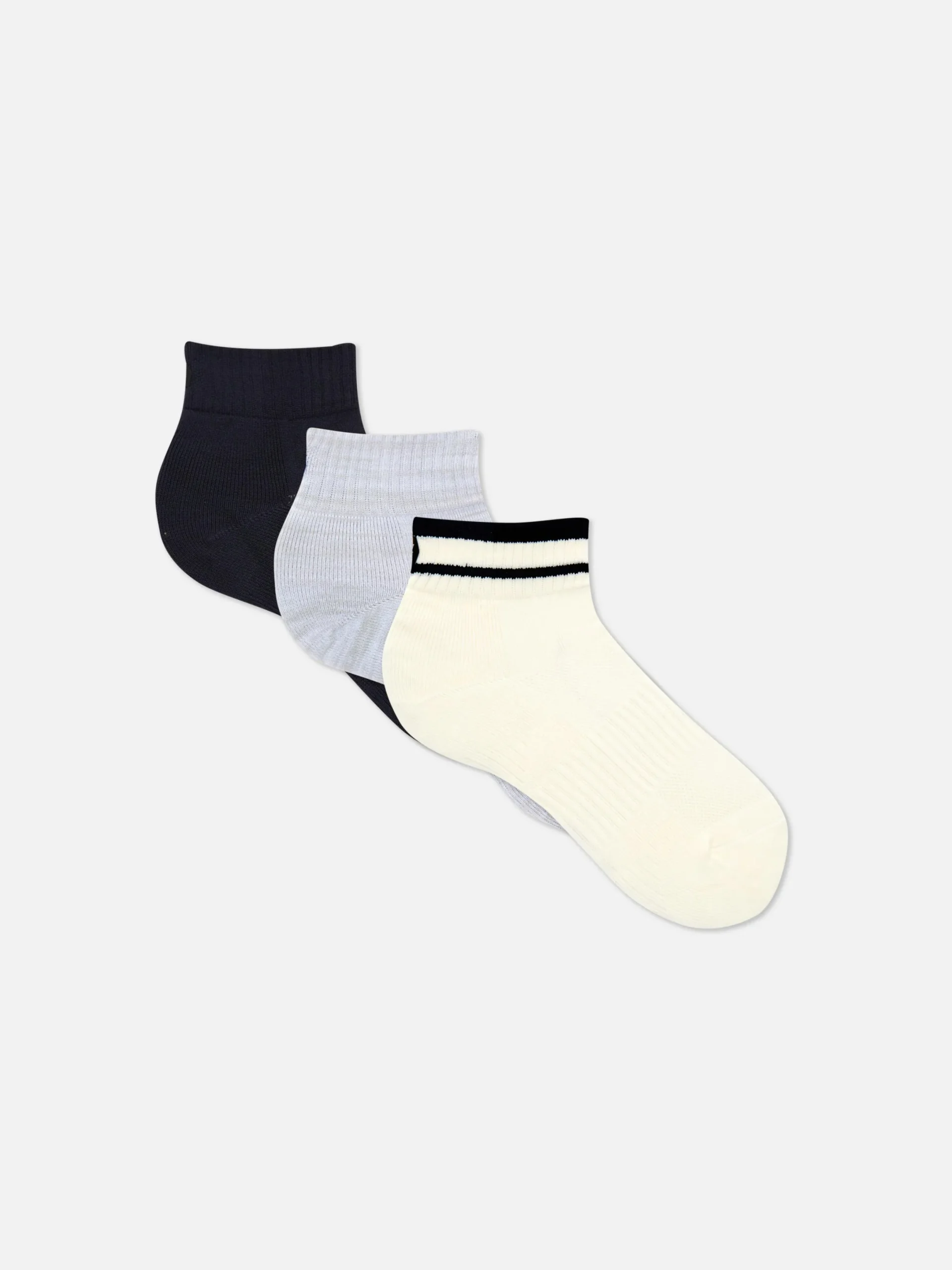 Socken|Primark Crew-Socken In 1/4-Länge Aus Mikrofaser, 3er-Pack Grau