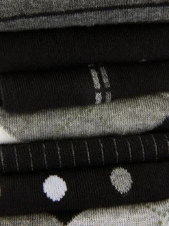 Socken|Primark Crew-Socken In Verschiedenen Designs, 7er-Pack Schwarz