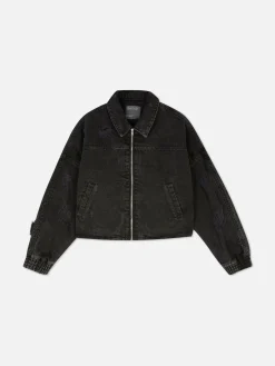 Denim|Jacken Und Mäntel|Primark Denim-Bomberjacke Im Used-Look Leichtes Schwarz