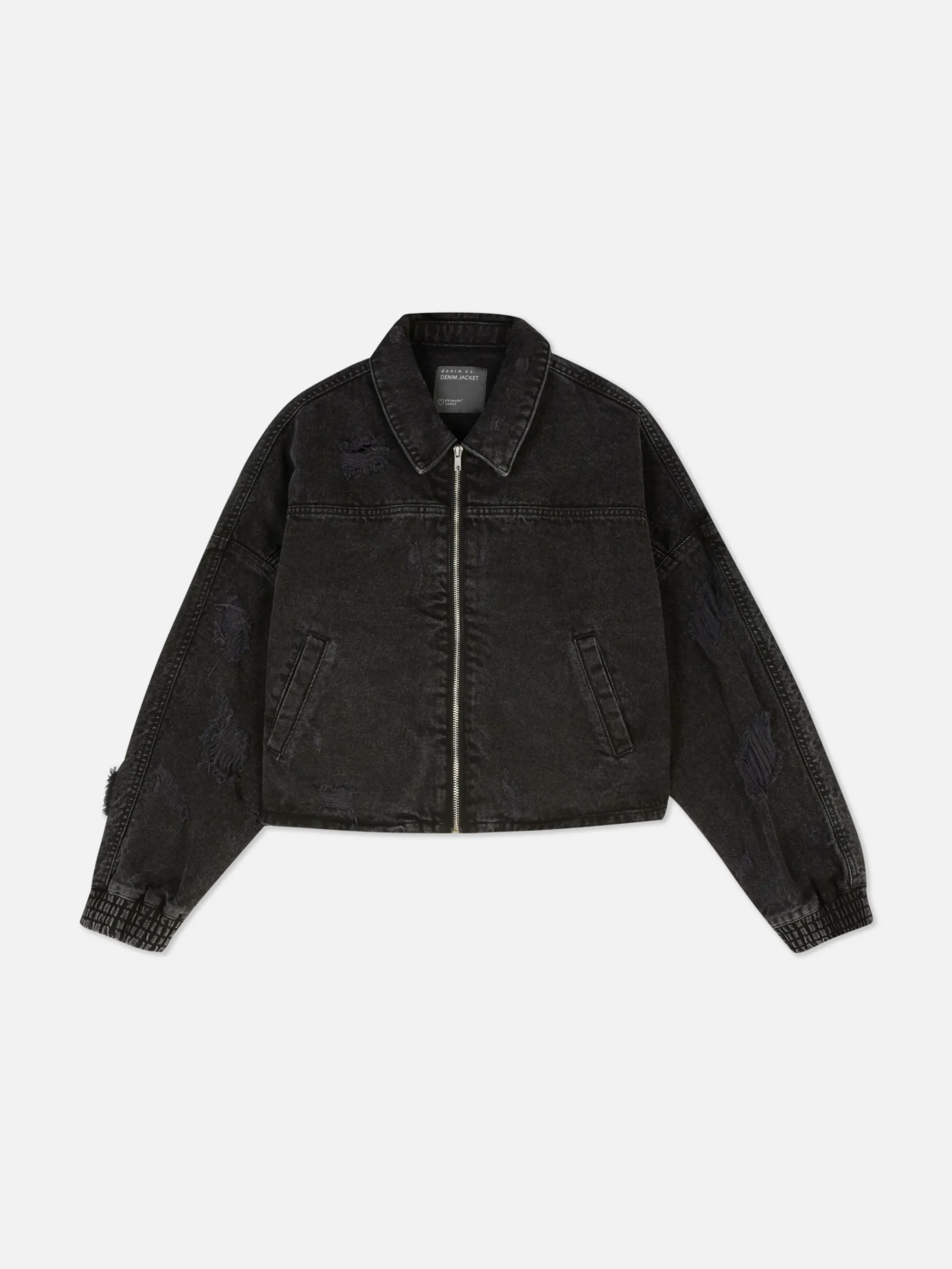 Denim|Jacken Und Mäntel|Primark Denim-Bomberjacke Im Used-Look Leichtes Schwarz