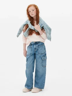 Jeans|Primark Denim-Jeans Im Cargostil Mit Weitem Bein Mittelblau