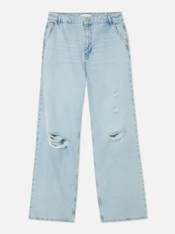 Denim|Jeans|Primark Denim-Jeans Im Used-Look Mit Weitem Bein Hellblau