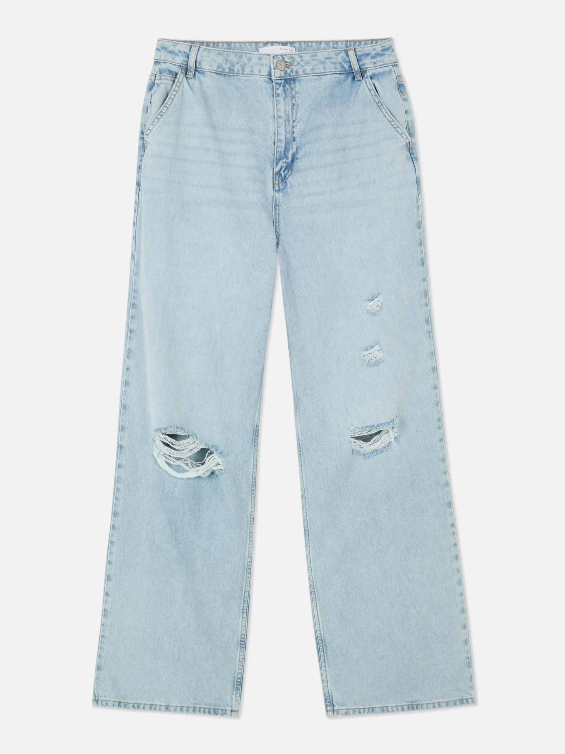 Denim|Jeans|Primark Denim-Jeans Im Used-Look Mit Weitem Bein Hellblau