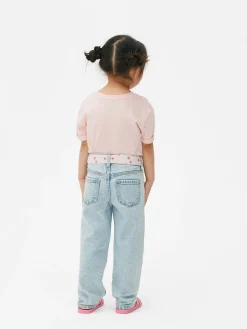 Jeans|Primark Denim-Jeans Mit Gürtel Und Blumenmuster Hellblau