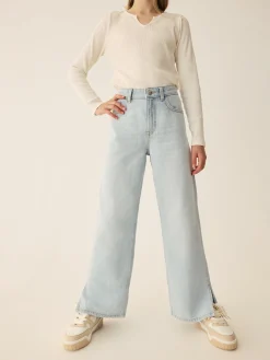 Jeans|Primark Denim-Jeans Mit Weitem Bein Und Schlitz Hellblau