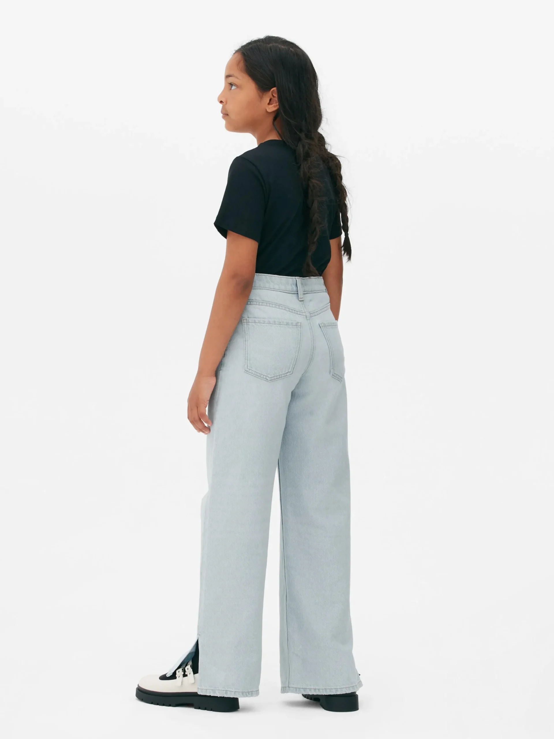 Jeans|Primark Denim-Jeans Mit Weitem Bein Und Schlitz Hellblau
