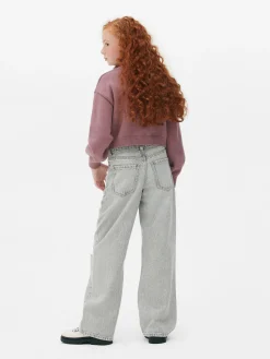Jeans|Primark Denim-Jeans Mit Weitem Bein Und Schlitz Grau