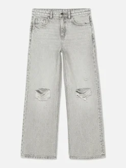Jeans|Primark Denim-Jeans Mit Weitem Bein Und Schlitz Grau
