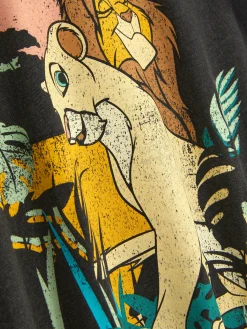 Tops Und T-Shirts|Primark „Disney Der König Der Löwen“ T-Shirt In Acid-Wash-Optik Zum 30. Jubiläum Anthrazitfarben