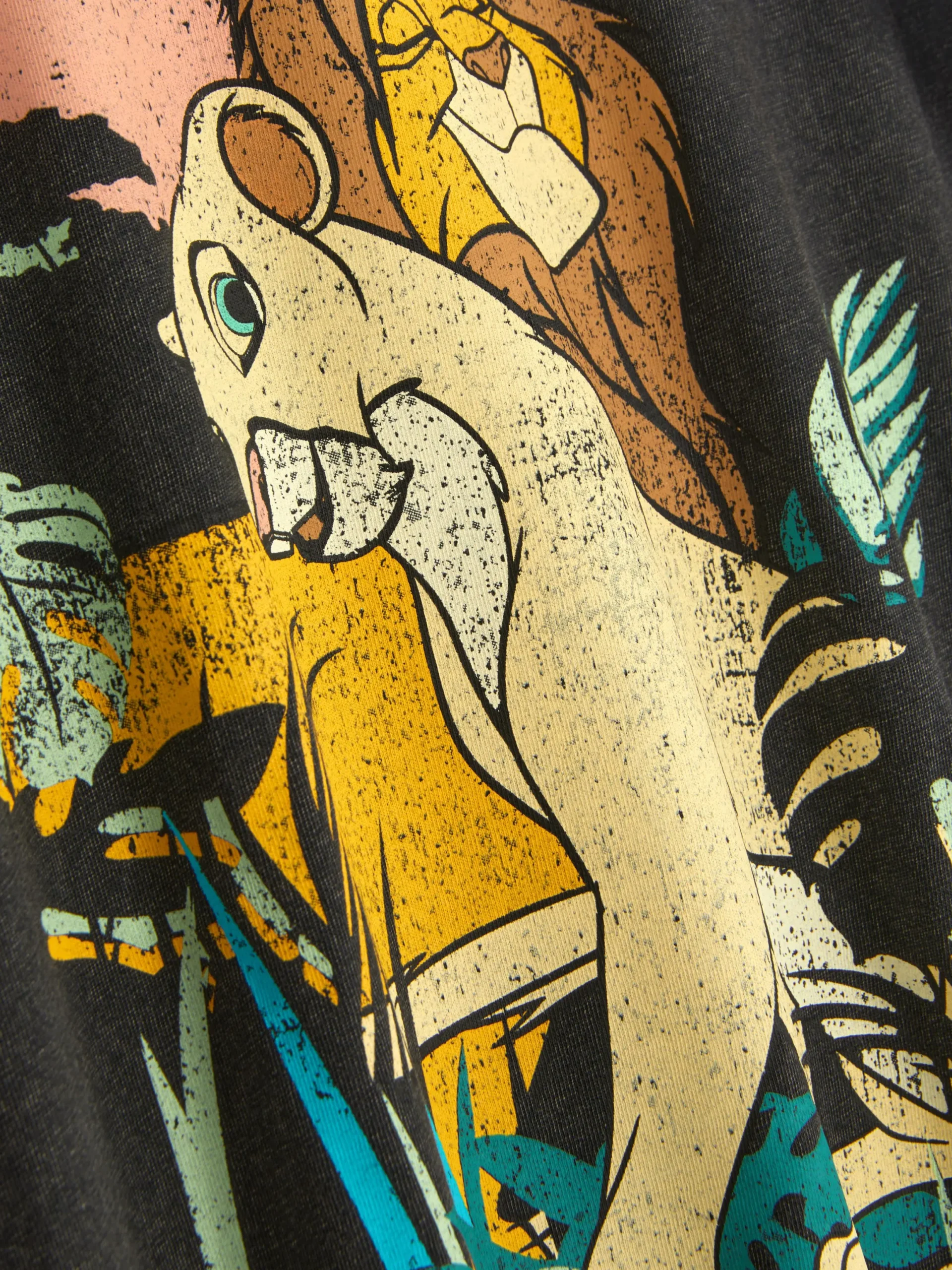 Tops Und T-Shirts|Primark „Disney Der König Der Löwen“ T-Shirt In Acid-Wash-Optik Zum 30. Jubiläum Anthrazitfarben
