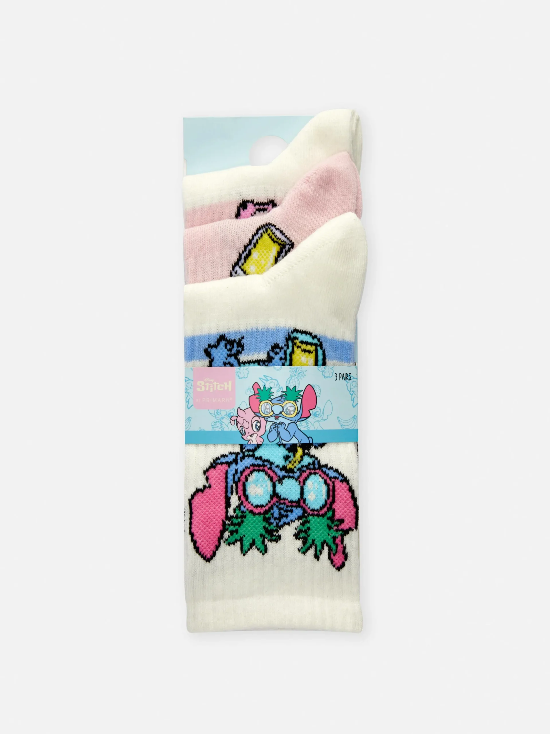 Socken|Primark „Disney Lilo & Stitch“ Crew-Socken, 3er-Pack Weiß