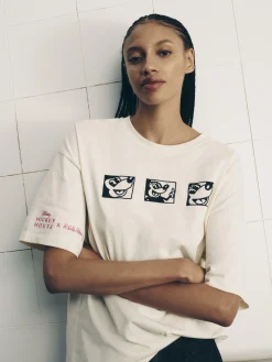 Tops Und T-Shirts|Primark „Disney Mickey Maus X Keith Haring“ T-Shirt Im Oversized-Look Weiß