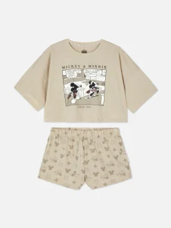 Schlafanzüge|Primark „Disney Micky Maus“ Kurzer Schlafanzug Taupefarben