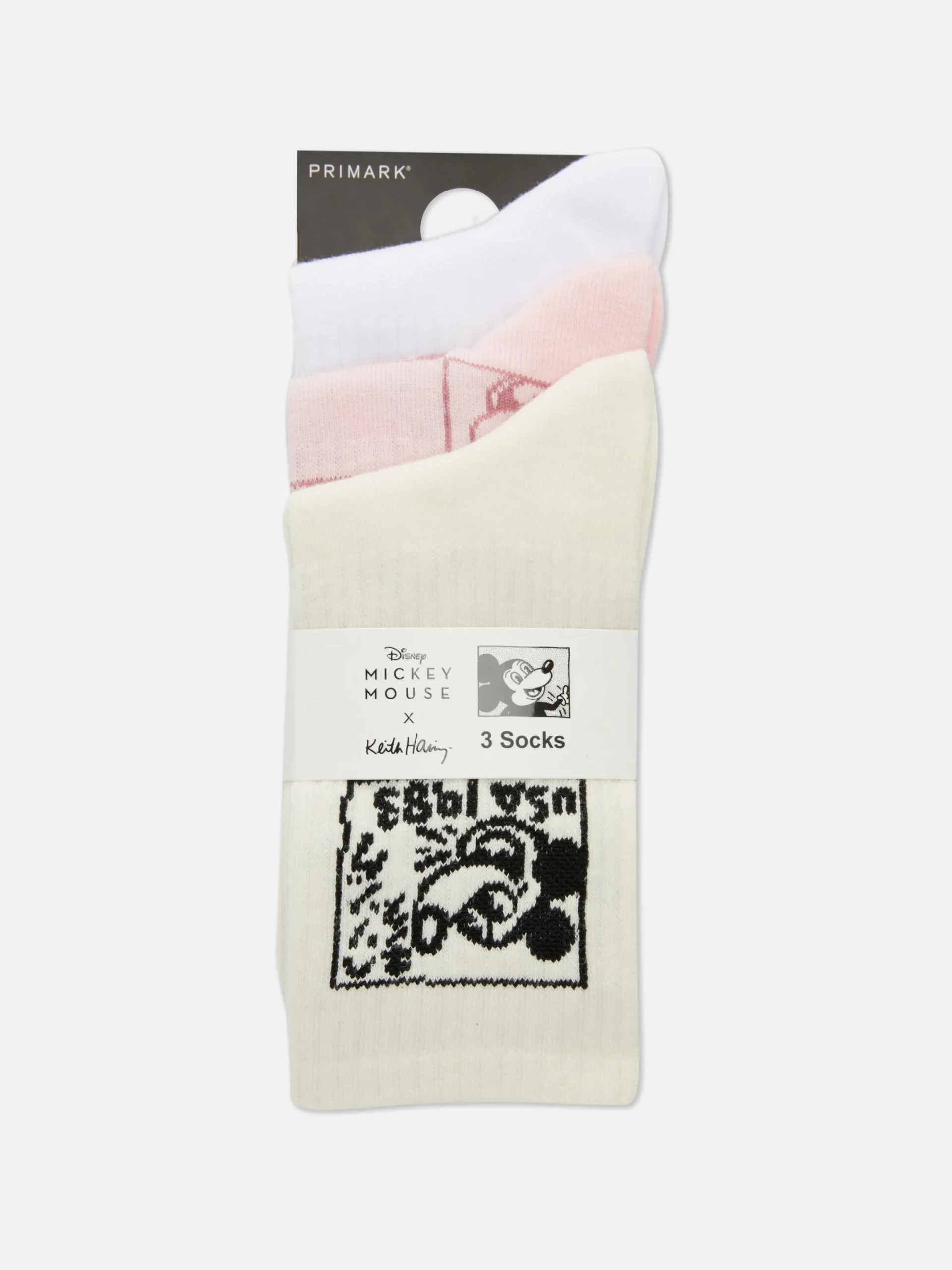 Socken|Primark „Disney Micky Maus X Keith Haring“ Crew-Socken, 3er-Pack Rot